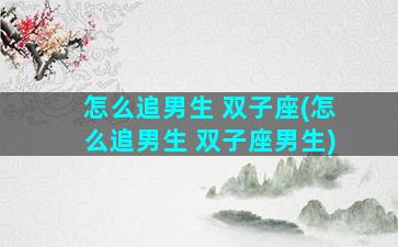 怎么追男生 双子座(怎么追男生 双子座男生)